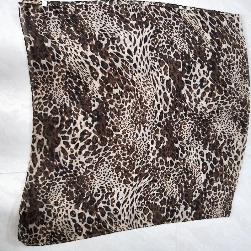 VJHX Leopard Print Shawls and Wraps for Womens Cheetah Hijab Scarf Voile Sheer Beach Scarves Sunscreen Head Shawl - Image 3